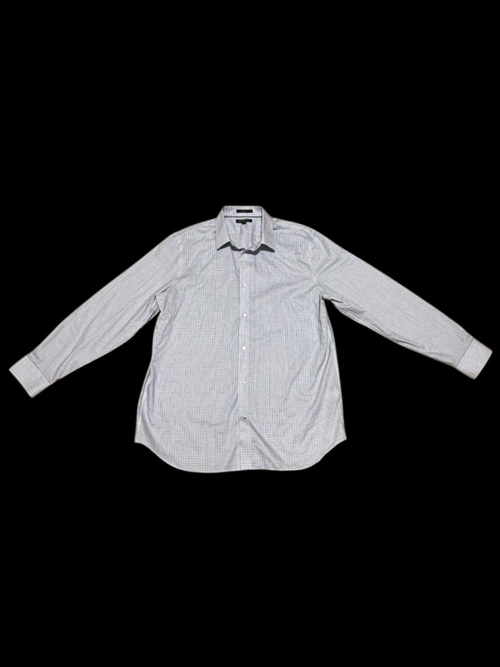 Banana Republic Men Non-Iron Dress Shirt Standard Fit White Blue Check | XL